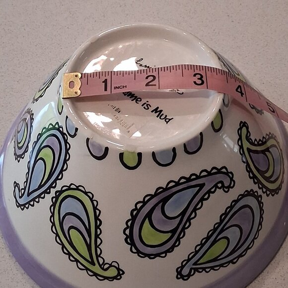 Lorrie Veasey Our Name is Mud Purple Paisley Feline Groovy Bowl - Picture 9 of 14